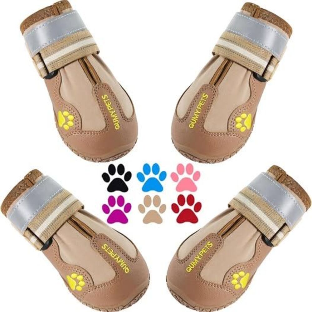 NEW Sz 4 QUMY Dog Shoes for Large Dogs, Medium Dog Boots & Paw Protectors for Wi